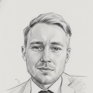 Dawid Aksamitowski - portret rysowany węglem
